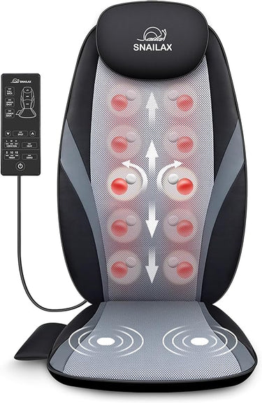 Snailax Siège Massant Shiatsu Massage du Dos Chauffant Fauteuil Relaxation Pétrissage Roulement pour Domicile Bureau Coussin de massage